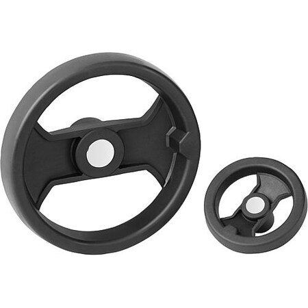 Kipp Handwheel, 2-spoke plastic, Dia. 252, bore 20, key 6 mm. No grip. K0725.1250X20